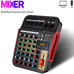 bMd מיקסרים ומערכות שמע MX i6 6 Channel Audio Mixer Outdoor Conference Audio USB Bluetooth Reverb Audio processor Sing Live with Sound Card Sound Mixer